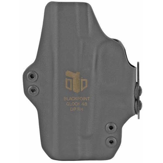 BlackPoint Tactical Right Hand Dual Point AIWB Holster Fits Glock 48 and is made of Kydex and Leather material